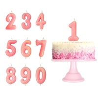 Candelina numero glitter rosa - 6,5 cm