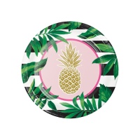 Piatti hawaiani con ananas 25 cm - 8 unità