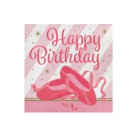 Tovaglioli Happy Birthday Ballerina 16,5 x 16,5 cm - 16 pz.