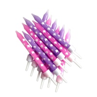 Candeline rosa e lilla a unicorno 6 cm - 12 unità