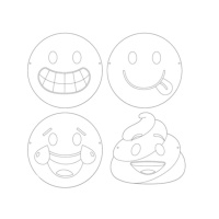 Maschere Emoji da colorare - 12 unità
