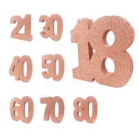 Centrotavola numero oro rosa con glitter