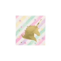 Tovaglioli Unicorno dorato da 12,5 x 12,5 cm - 16 unità