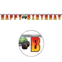 Ghirlanda Happy birthday monster trucks - 2,05 m