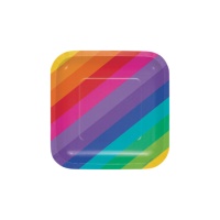 Piatti quadrati Gay Pride da 17 cm - 8 unità