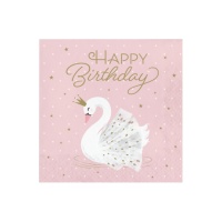 Tovaglioli Cigno Happy Birthday da 16,5 x 16,5 cm - 16 unità