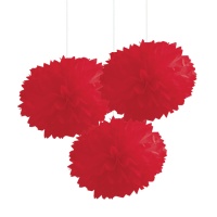 Decorazione pompon rosso - 3 unità