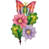Mazzo di fiori, foglie e farfalla - 5 unità