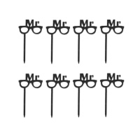 Piccoli picks in acrilico Mr glasses - Pastkolor - 8 unità