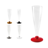 Bicchiere flute da champagne in plastica da 140 ml con stelo colorato - 4 unità