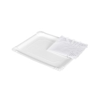 Vassoio con pizzo rettangolare bianco da 22 x 28 cm - Maxi Products - 2 unità