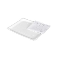 Vassoi rettangolari di cartone bianco 22 x 28 cm con centrino - 2 unità