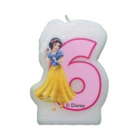 Candelina Principessa Disney numero 6 - 4,5 x 6,5 cm - 1 unità