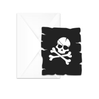 Inviti bandiera pirata - 6 unità