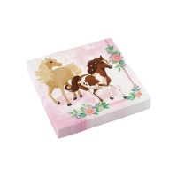 Tovaglioli Cavallo rosa da 16,5 x 16,5 cm - 20 unità