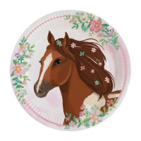 Piatti Cavallo rosa 23 cm - 8 pezzi