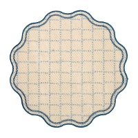 Tovaglietta rotonda da 38 cm con bordo ondulato blu