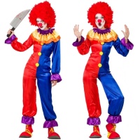 Costume clown rosso e blu da donna
