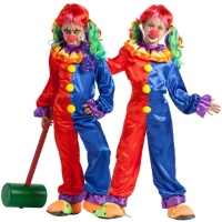 Costume clown rosso e blu da bambina