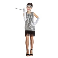 Costume charleston argento con paillettes da bambina