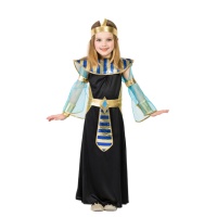 Costume faraone nero azzurro da bambina