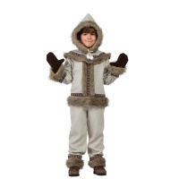 Costume eschimese chiaro con cappuccio e guanti da bambino
