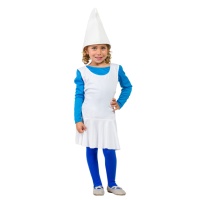 Costume folletto blu con guanti da bambina