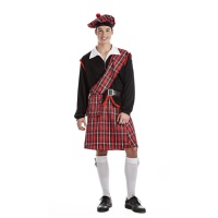 Costume scozzese rosso e nero classico da uomo