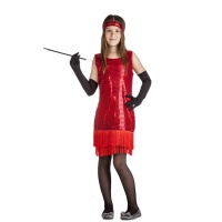 Costume charleston rosso con paillettes da bambina