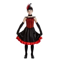 Costume can can rosso e nero da bambina