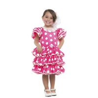 Costume sivigliana rosa e bianco da bambina