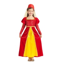 Costume medievale regina rossa da bambina