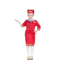 Costume hostess rosso da bambina