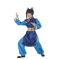 Costume orientale cinese blu da bambina