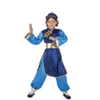 Costume orientale cinese blu da bambino
