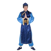 Costume orientale cinese blu da uomo