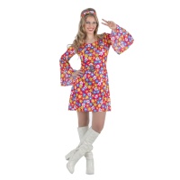 Costume da hippie anni '70 con fiori per donna