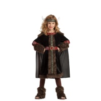 Costume vichingo scandinavo nero da bambina