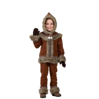 Costume eschimese scuro con cappuccio e guanti da bambino