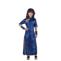 Costume cinese blu da bambina