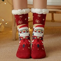 Calzini di Babbo Natale con bordo in peluche - taglia 36-42 - 1 paio
