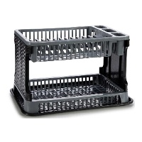 Scolapiatti di 44,5 x 30,3 x 27 cm a 2 piani in rattan - 1 unità