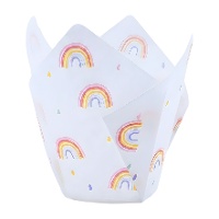 Capsule a tulipano di carta per muffin arcobaleno - PME - 24 pezzi