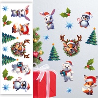Decorazione adesiva da parete con animali natalizi di 70 x 25 cm