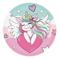 Piatti d'amore Unicorno 18 cm - 8 pz.