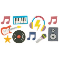 Decorazioni in zucchero 2D per cupcake - Tema disco - 9 pezzi