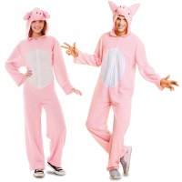 Costume da maiale rosa e bianco per adulti
