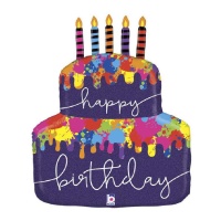 Palloncino Happy Birthday Cake con candeline 76 cm - Grabo
