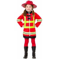 Costume da pompiere rosso e giallo per bambina