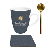 Tazza da 300 ml Stella con cucchiaio e sottobicchiere